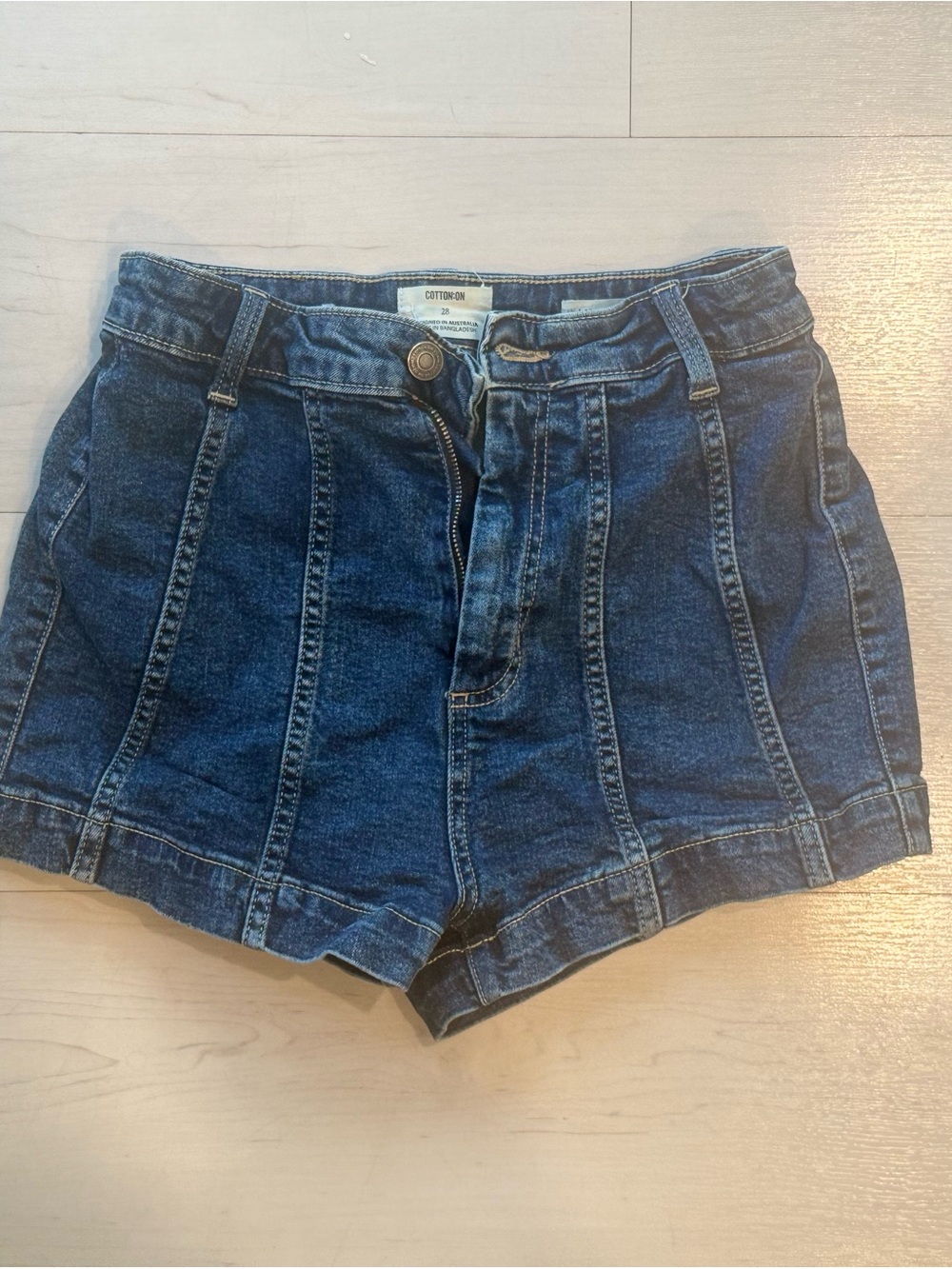 Cotton On Women's Dark Blue Denim High-Rise Shorts